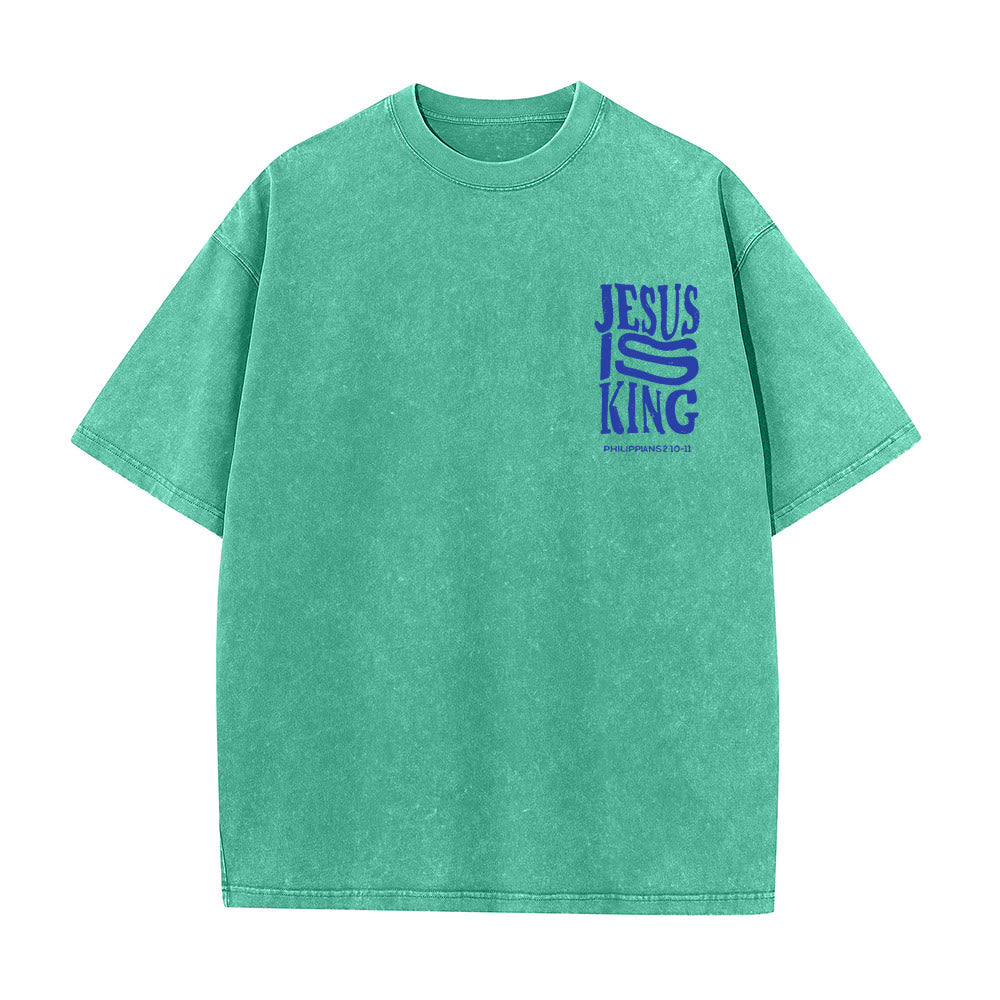 T-shirt unisexe délavé Christianartworkshop « Jésus est roi » - image 13