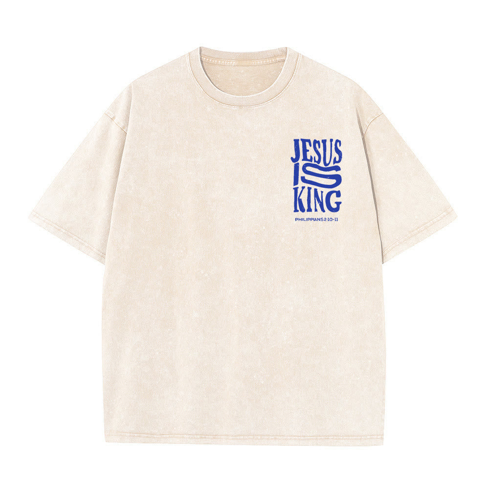 T-shirt unisexe délavé Christianartworkshop « Jésus est roi » - image 1