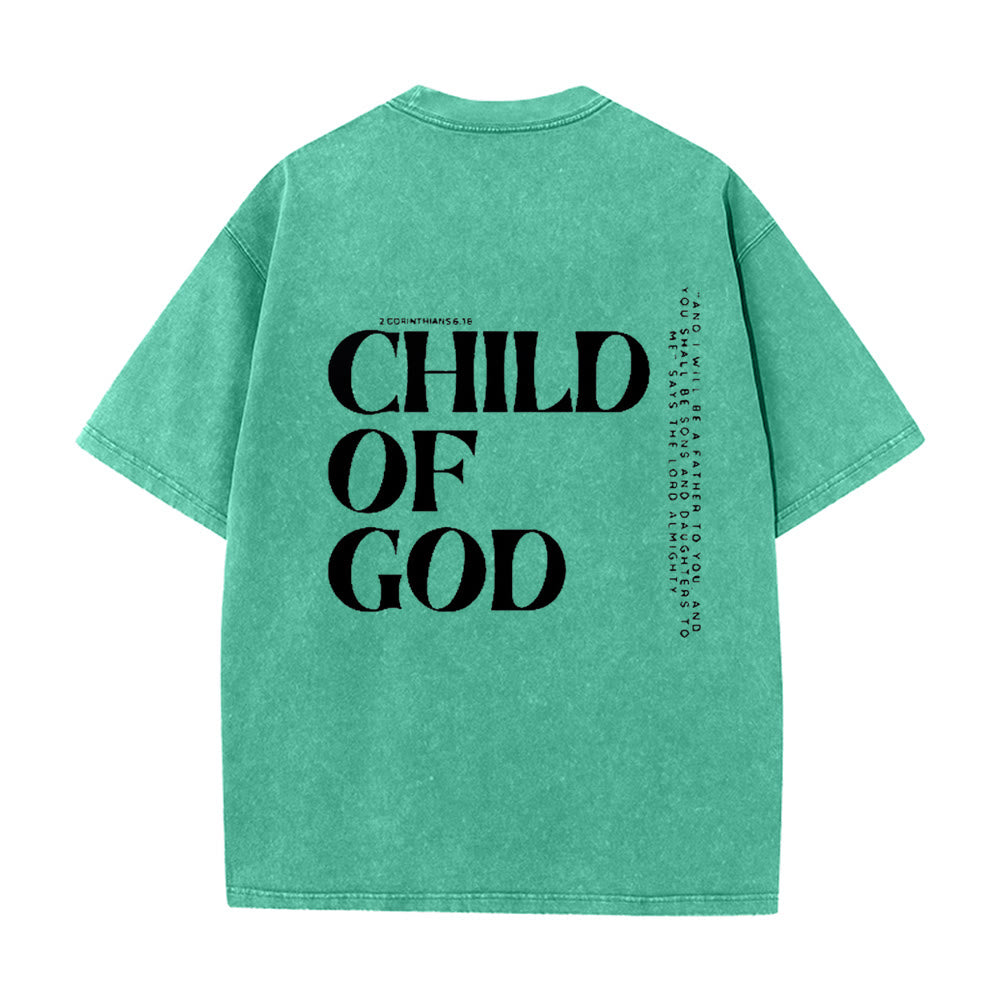T-shirt unisexe délavé Christianartworkshop « Enfant de Dieu » - Vert - 5XL - image 12