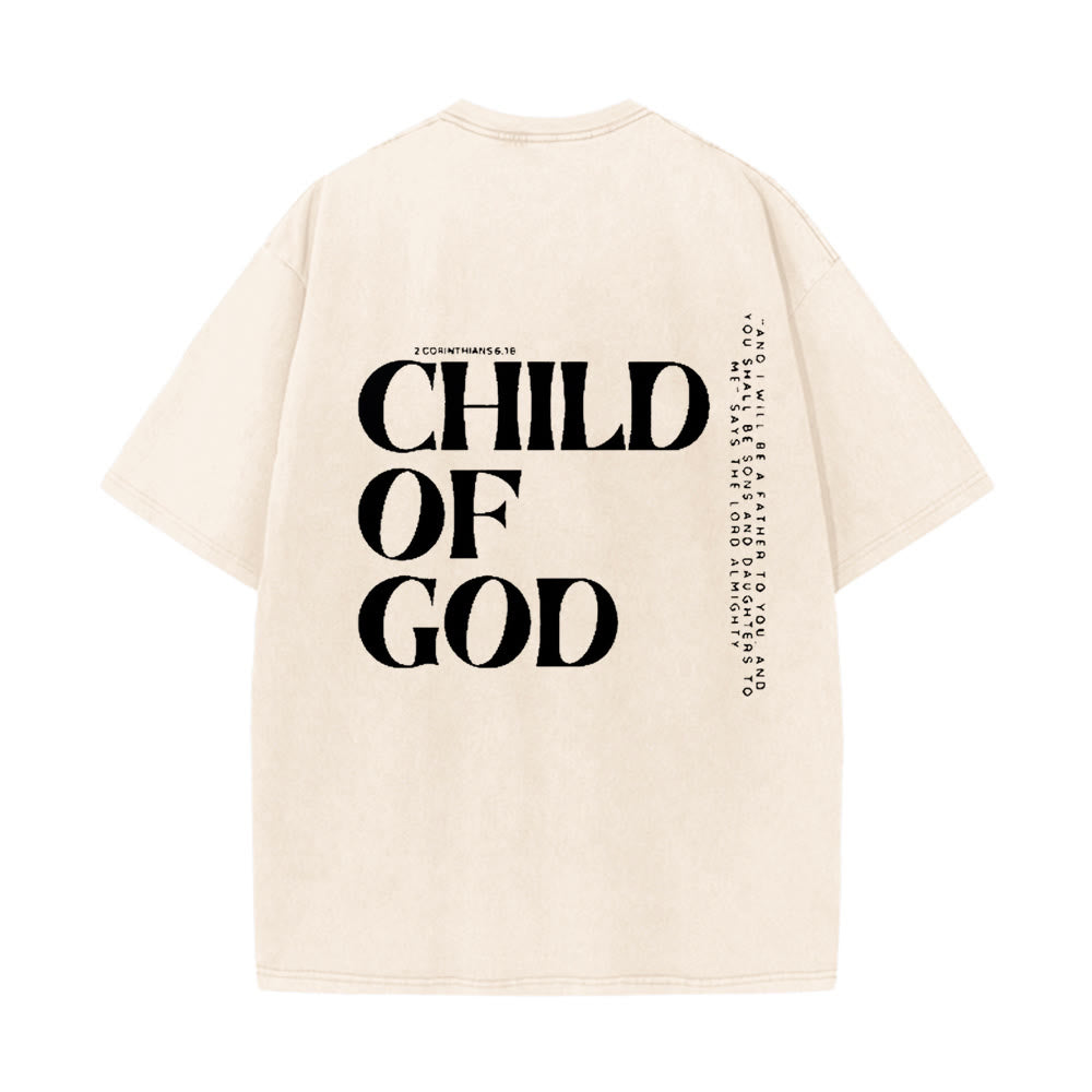 T-shirt unisexe délavé Christianartworkshop « Enfant de Dieu » - Beige - 5XL - image 0