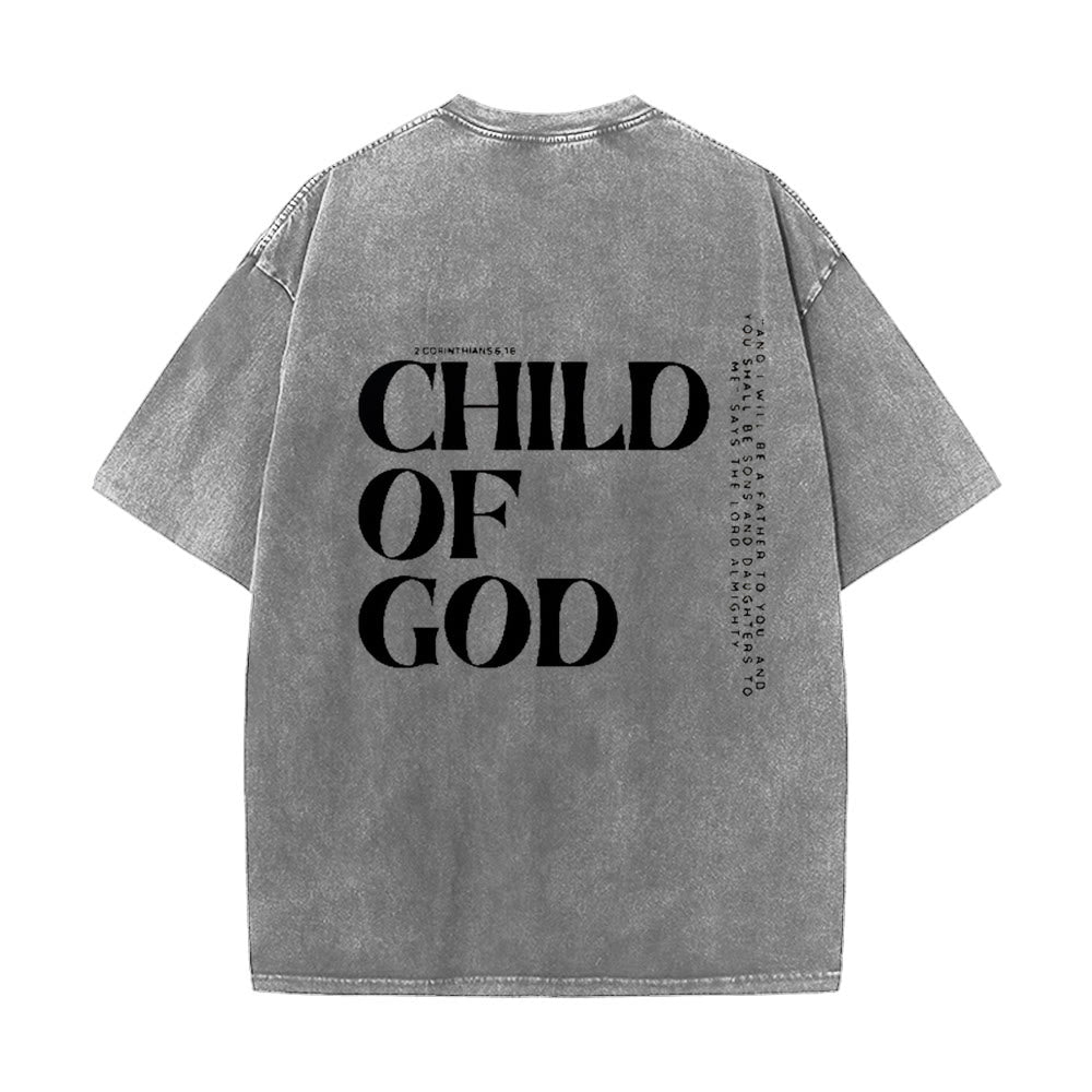 T-shirt unisexe délavé Christianartworkshop « Enfant de Dieu » - Gris - 5XL - image 4