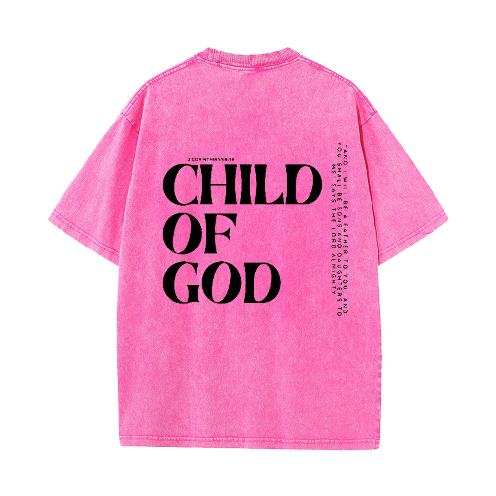 T-shirt unisexe délavé Christianartworkshop « Enfant de Dieu » - Rose - 5XL - image 10