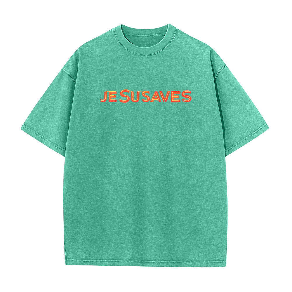 T-shirt unisexe délavé Christianartworkshop avec motif croix « Jésus sauve » - image 13