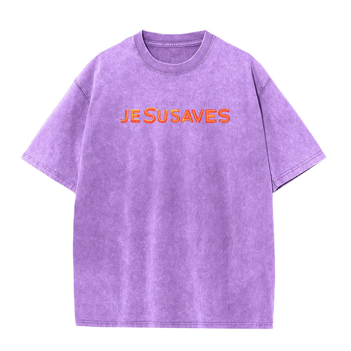 T-shirt unisexe délavé Christianartworkshop avec motif croix « Jésus sauve » - image 15