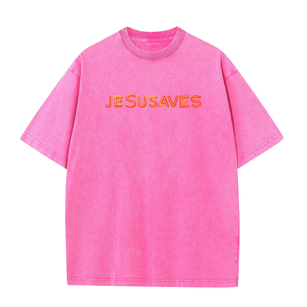 T-shirt unisexe délavé Christianartworkshop avec motif croix « Jésus sauve » - image 11