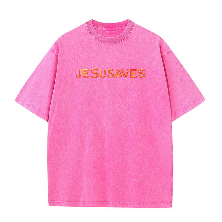 T-shirt unisexe délavé Christianartworkshop avec motif croix « Jésus sauve » - image 11