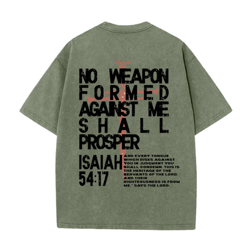 T-shirt unisexe délavé Christianartworkshop « Aucune arme n'est forgée contre moi » - Vert armée - 5XL - image 15
