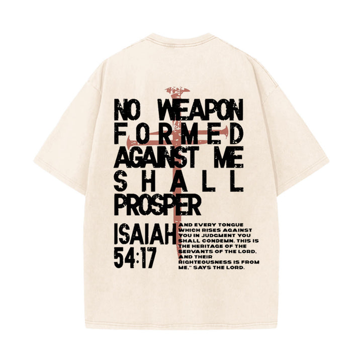 T-shirt unisexe délavé Christianartworkshop « Aucune arme n'est forgée contre moi » - Beige - 5XL - image 3