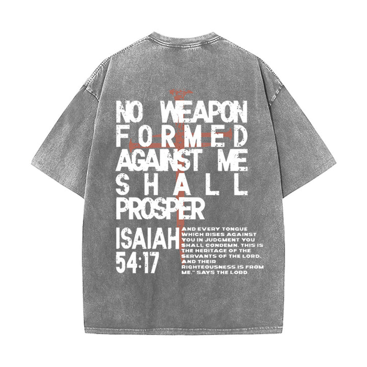 T-shirt unisexe délavé Christianartworkshop « Aucune arme n'est forgée contre moi » - Gris - 5XL - image 5