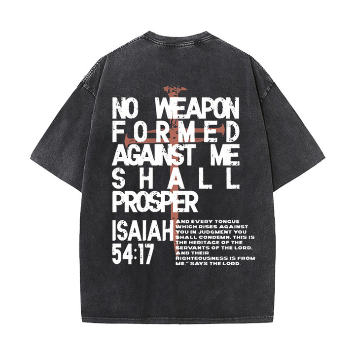 T-shirt unisexe délavé Christianartworkshop « Aucune arme n'est forgée contre moi » - Noir - 5XL - image 0