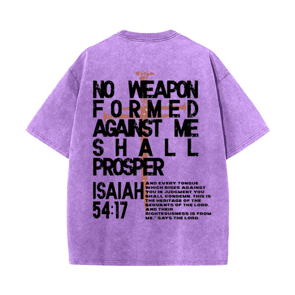 T-shirt unisexe délavé Christianartworkshop « Aucune arme n'est forgée contre moi » - Violet - 5XL - image 17