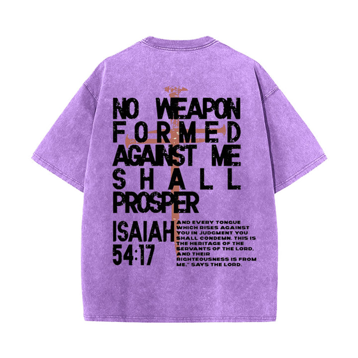 T-shirt unisexe délavé Christianartworkshop « Aucune arme n'est forgée contre moi » - Violet - 5XL - image 17