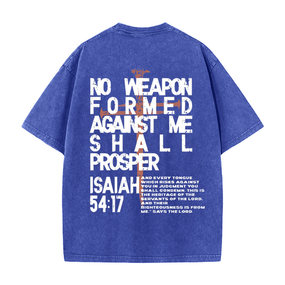 T-shirt unisexe délavé Christianartworkshop « Aucune arme n'est forgée contre moi » - Bleu - 5XL - image 9