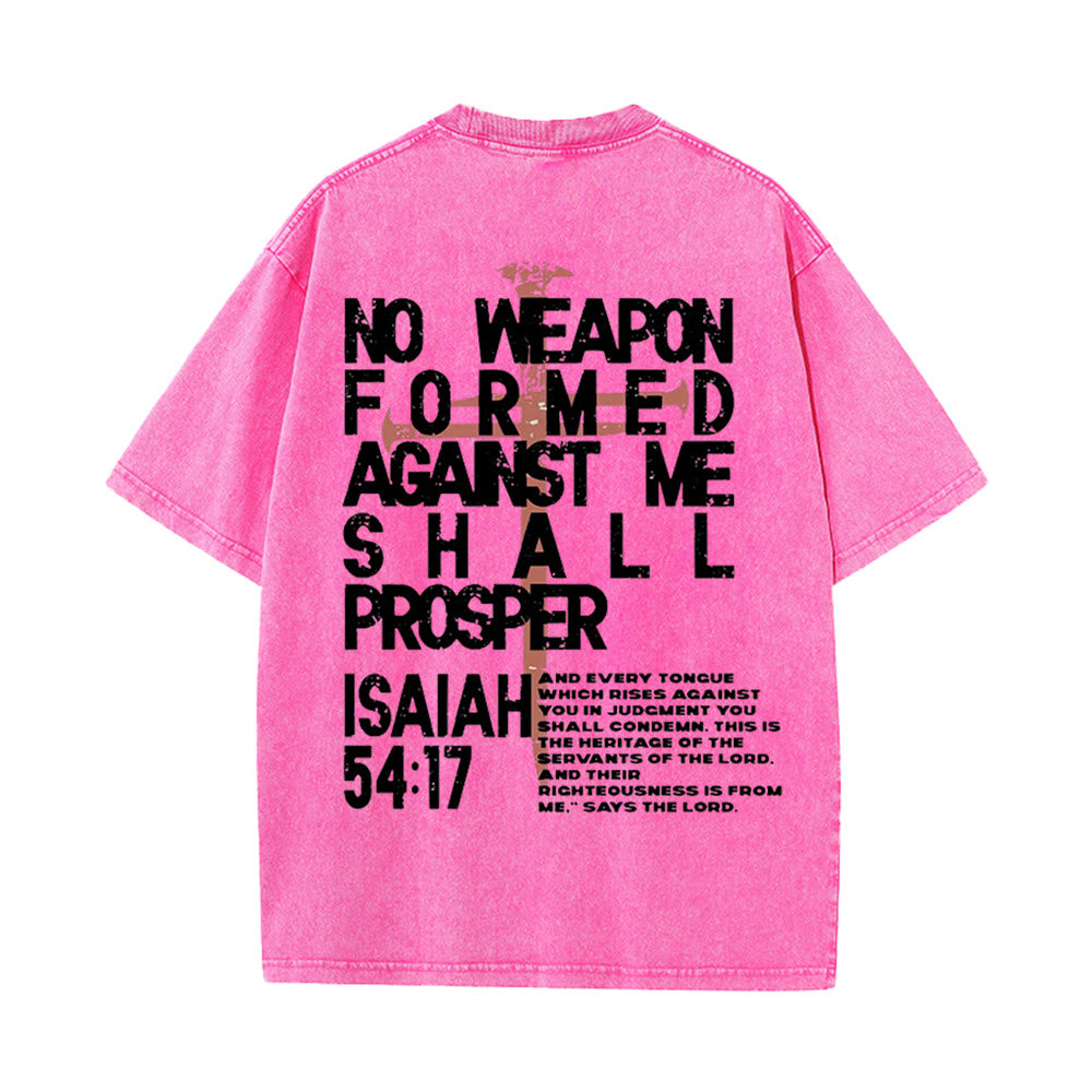 T-shirt unisexe délavé Christianartworkshop « Aucune arme n'est forgée contre moi » - Rose - 5XL - image 11