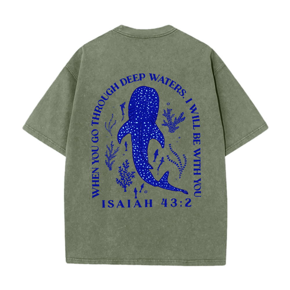 Christianartworkshop T-shirt unisexe délavé double face « Je serai avec toi » - Vert armée - 5XL - image 10