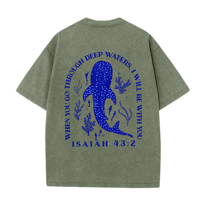 Christianartworkshop T-shirt unisexe délavé double face « Je serai avec toi » - Vert armée - 5XL - image 10