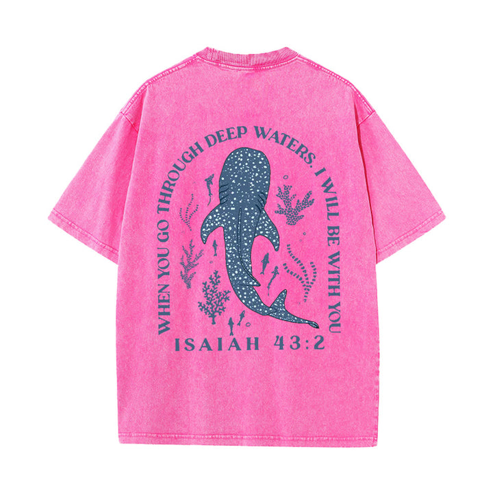 Christianartworkshop T-shirt unisexe délavé double face « Je serai avec toi » - Rose - 5XL - image 16