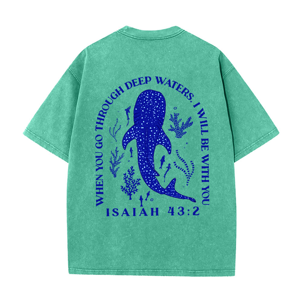 Christianartworkshop T-shirt unisexe délavé double face « Je serai avec toi » - Vert - 5XL - image 8