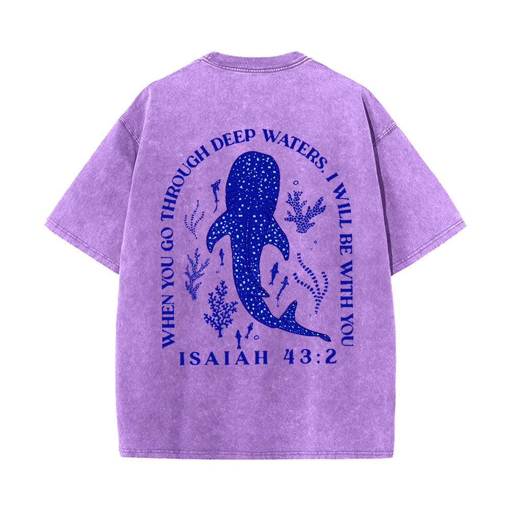 Christianartworkshop T-shirt unisexe délavé double face « Je serai avec toi » - Violet - 5XL - image 14