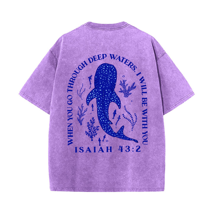 Christianartworkshop T-shirt unisexe délavé double face « Je serai avec toi » - Violet - 5XL - image 14