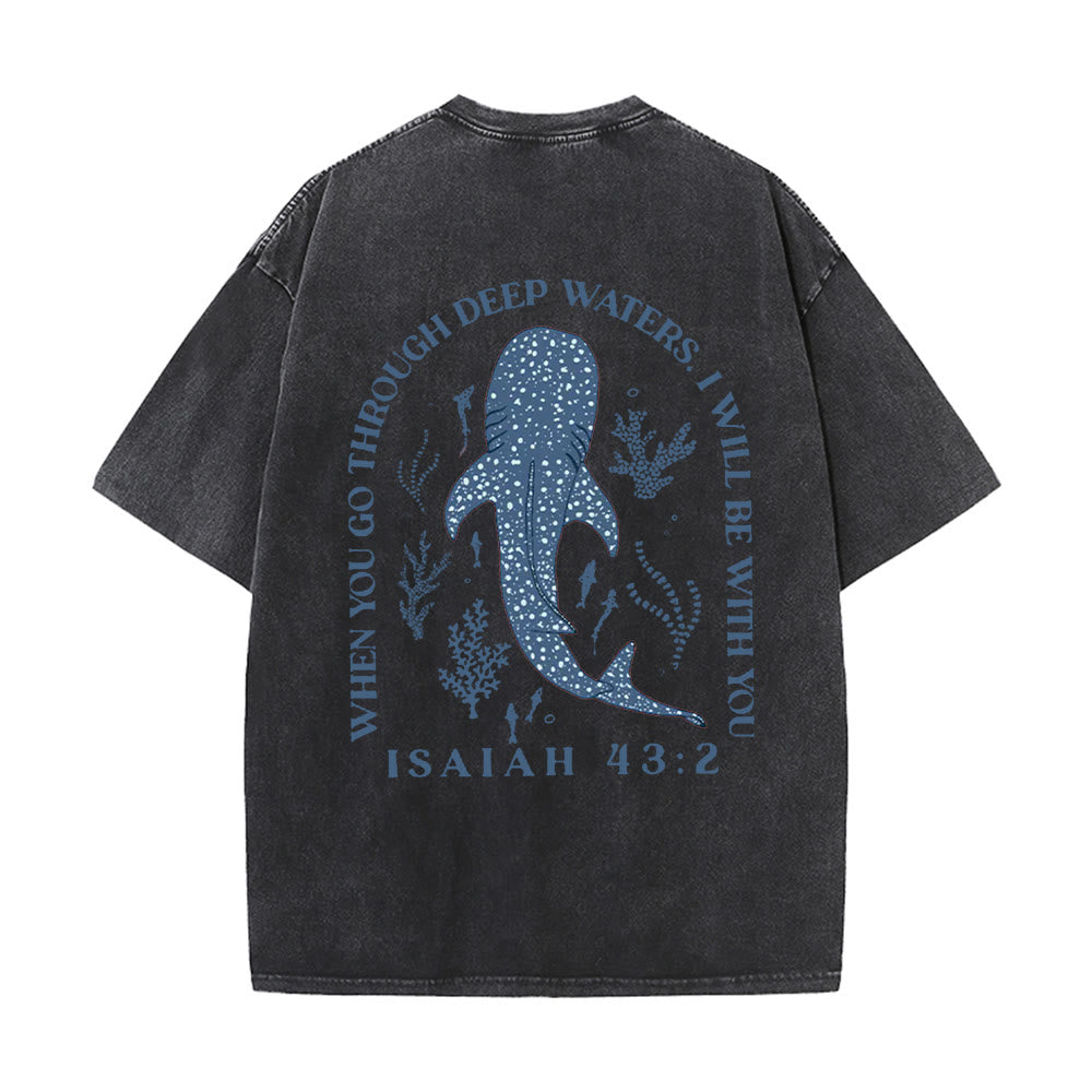 Christianartworkshop T-shirt unisexe délavé double face « Je serai avec toi » - Noir - 5XL - image 0