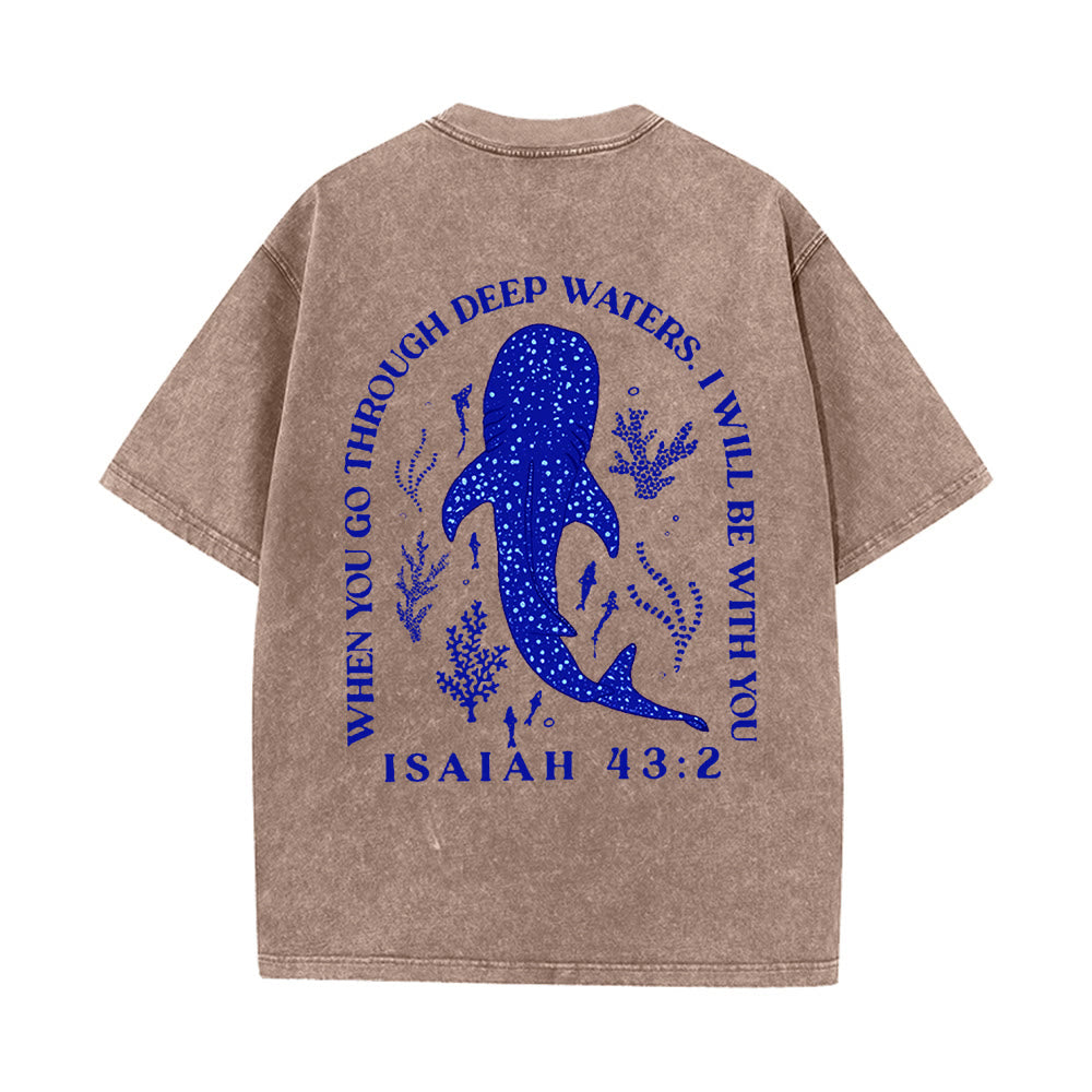Christianartworkshop T-shirt unisexe délavé double face « Je serai avec toi » - Café - 5XL - image 6