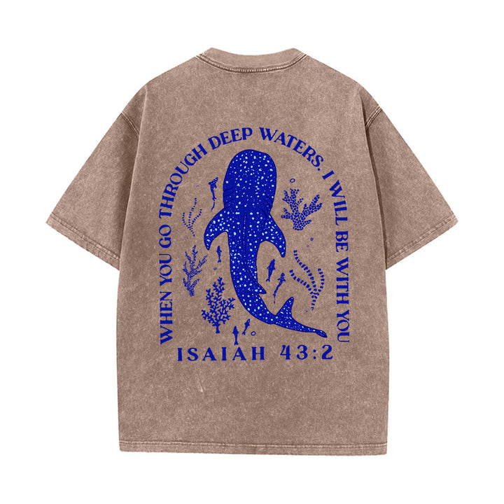 Christianartworkshop T-shirt unisexe délavé double face « Je serai avec toi » - Café - 5XL - image 6