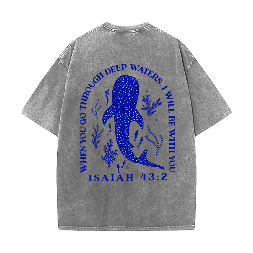 Christianartworkshop T-shirt unisexe délavé double face « Je serai avec toi » - Gris - 5XL - image 2