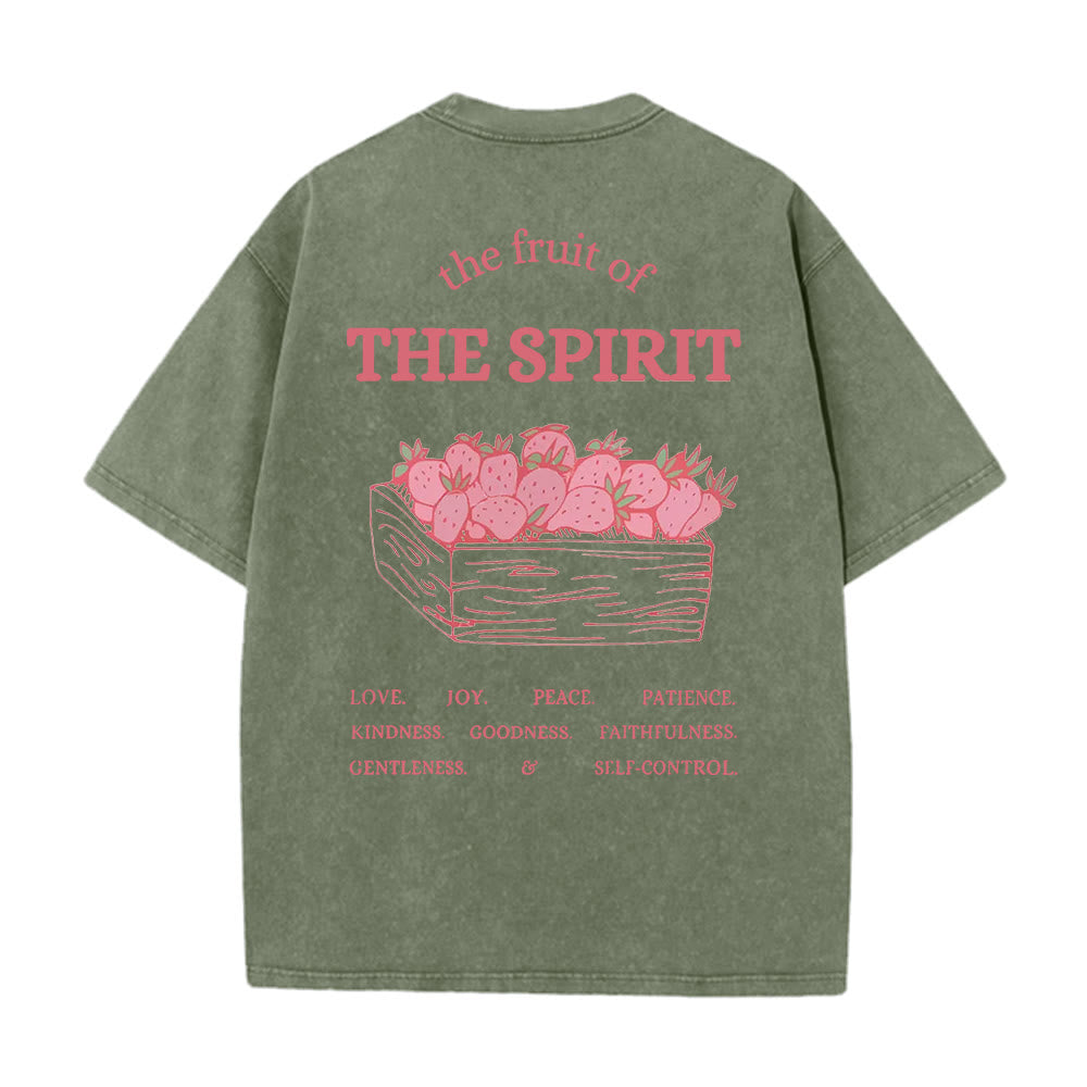 T-shirt unisexe délavé Christianartworkshop Fruit Of The Spirit - Vert armée - 5XL - image 8