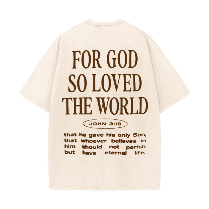 T-shirt unisexe délavé « Car Dieu a tant aimé le monde » de Christianartworkshop - Abricot - 5XL - image 14