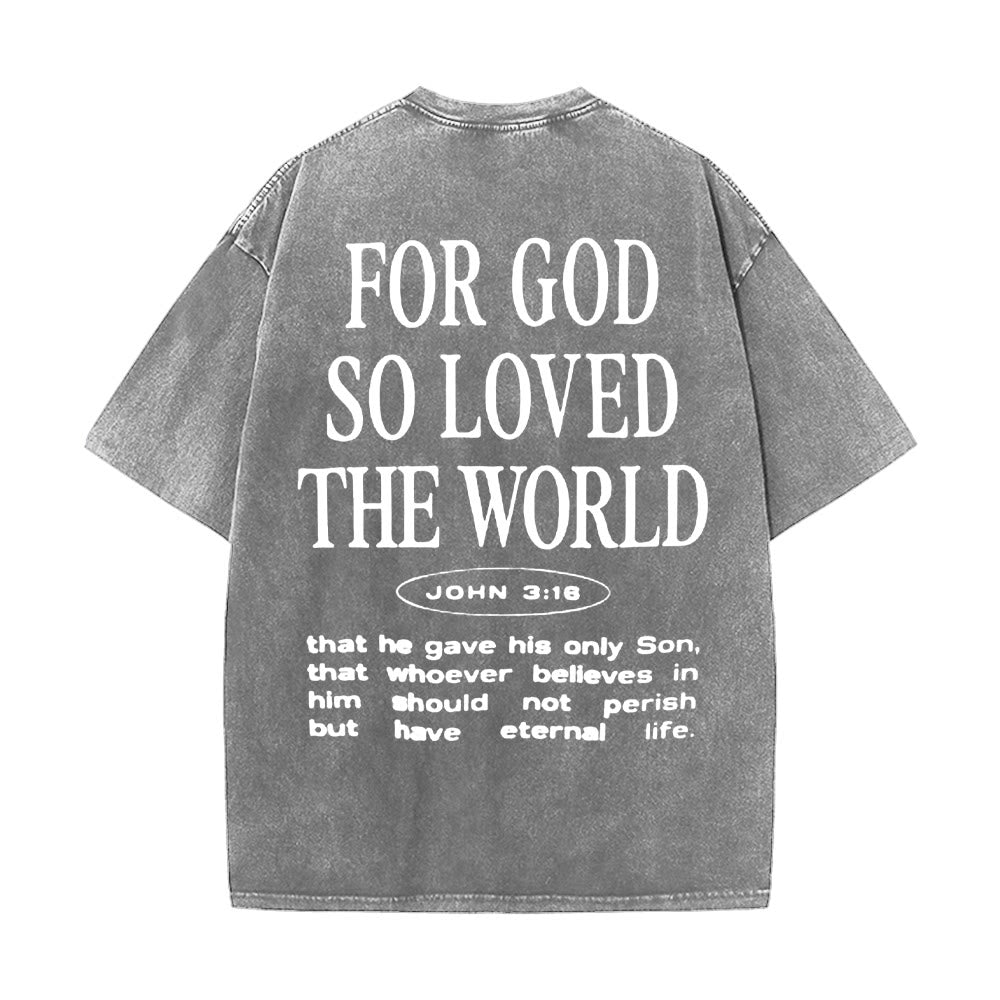 T-shirt unisexe délavé « Car Dieu a tant aimé le monde » de Christianartworkshop - Gris - 5XL - image 6