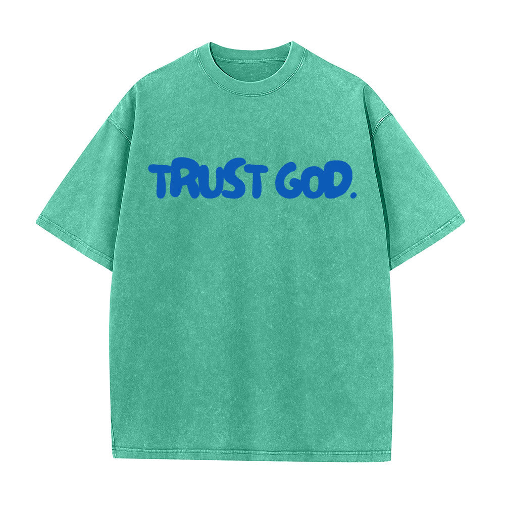 T-shirt unisexe délavé Christianartworkshop « Trust In God » - Vert - 5XL - image 5