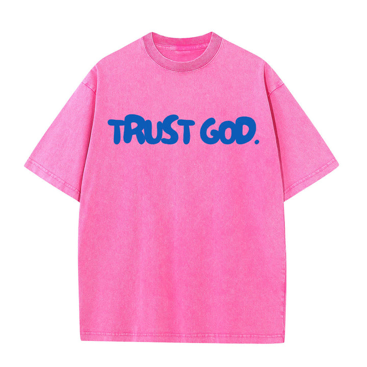 T-shirt unisexe délavé Christianartworkshop « Trust In God » - Rose - 5XL - image 7