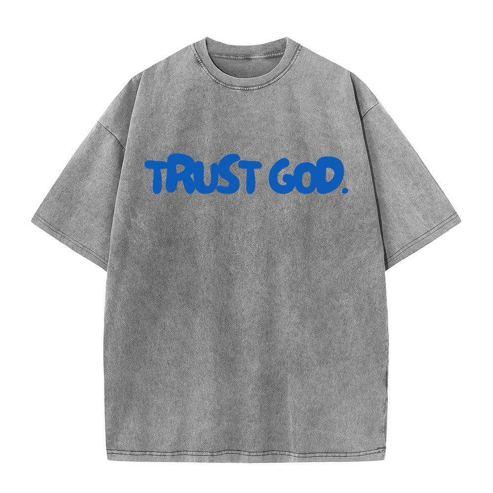 T-shirt unisexe délavé Christianartworkshop « Trust In God » - Gris - 5XL - image 4