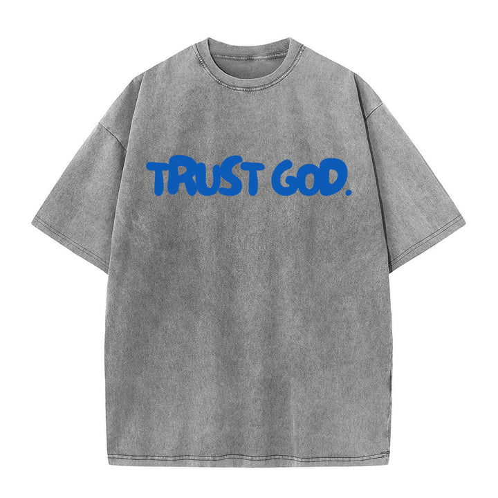 T-shirt unisexe délavé Christianartworkshop « Trust In God » - Gris - 5XL - image 4