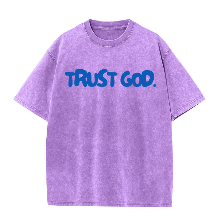 T-shirt unisexe délavé Christianartworkshop « Trust In God » - Violet - 5XL - image 8