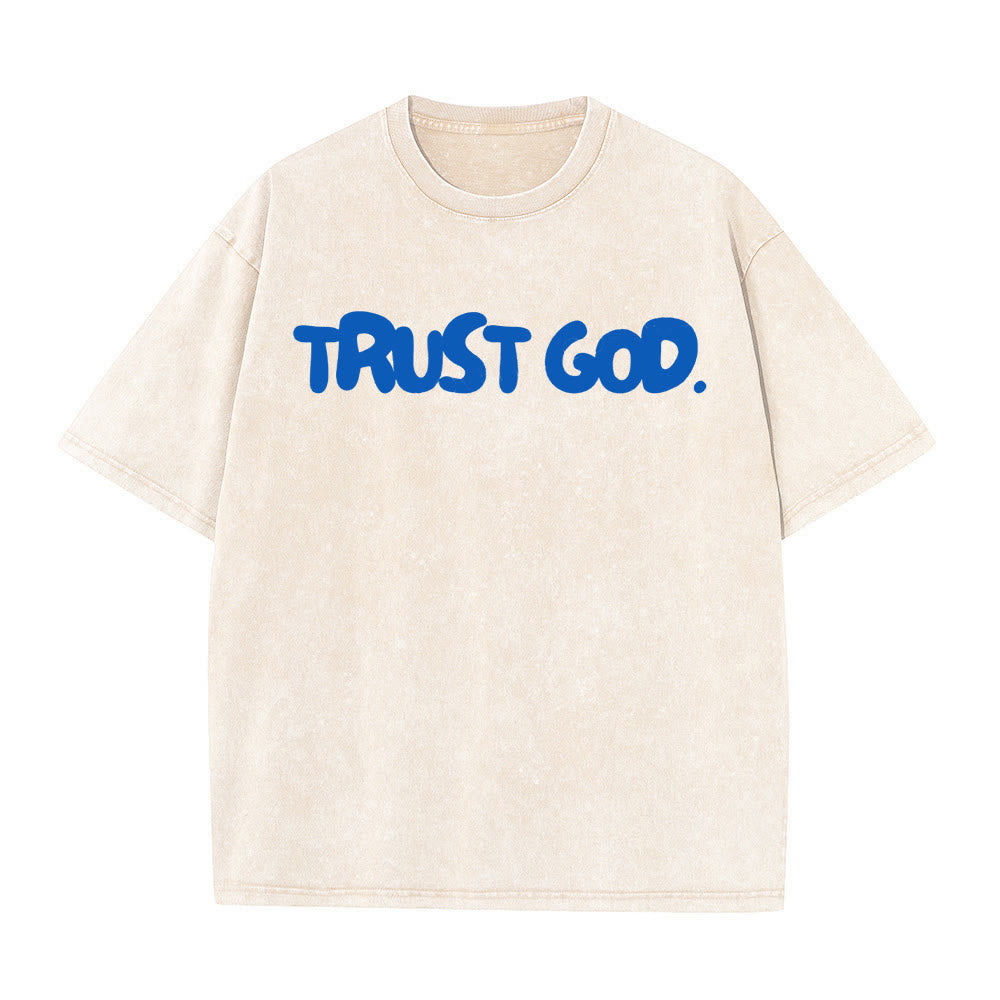 T-shirt unisexe délavé Christianartworkshop « Trust In God » - Abricot - 5XL - image 3