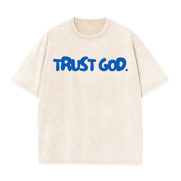 T-shirt unisexe délavé Christianartworkshop « Trust In God » - Abricot - 5XL - image 3