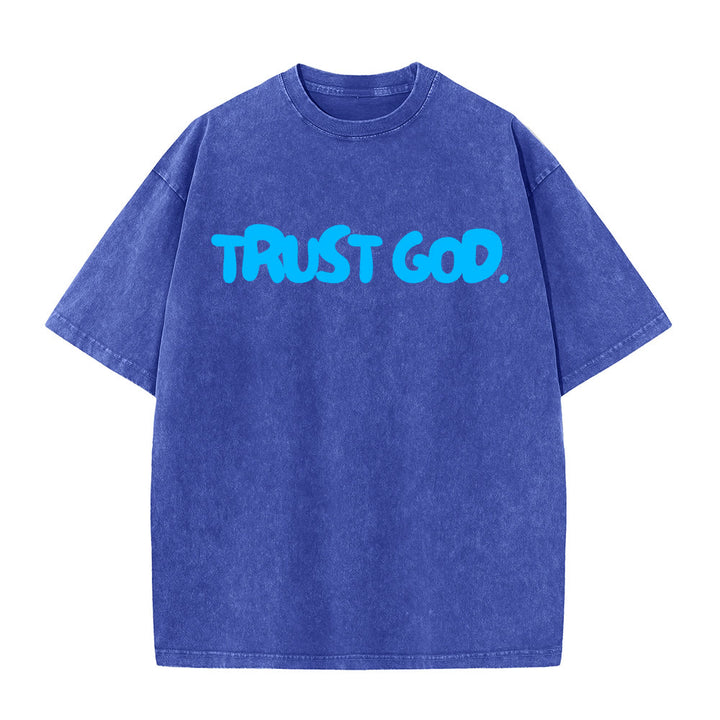 T-shirt unisexe délavé Christianartworkshop « Trust In God » - Bleu - 5XL - image 9