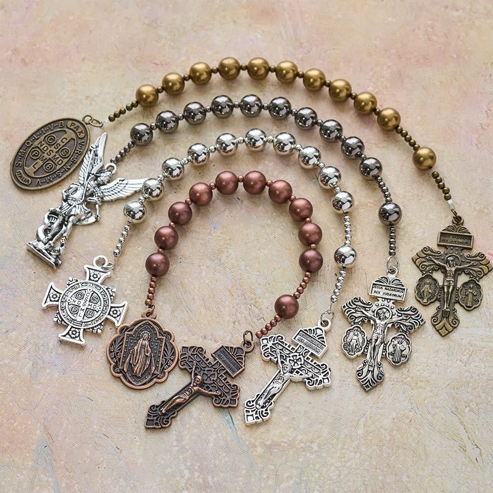 Christianartworkshop La série de chapelets de poche Four Protect Battle Beads en 4 finitions Guerrier - ensemble de 4 pièces - image 0