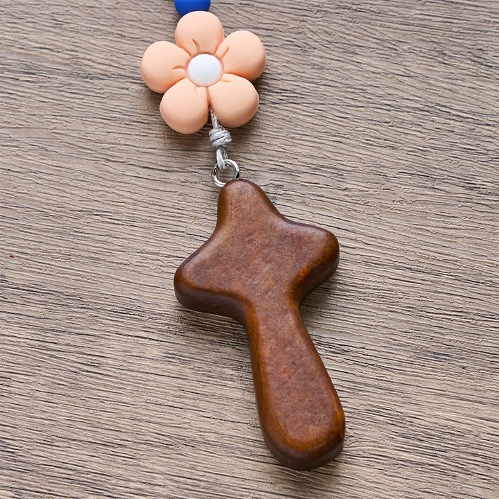 Christianartworkshop Chapelet pour enfants avec fleurs en silicone souple : motif floral amusant aux couleurs rouge, jaune et bleu - image 8