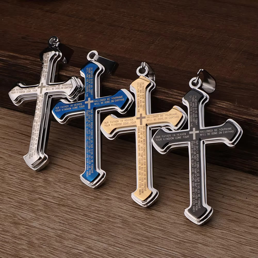 Christianartworkshop Collier croix multicolore à plusieurs couches avec versets bibliques : Sa Parole à porter au quotidien - image 1
