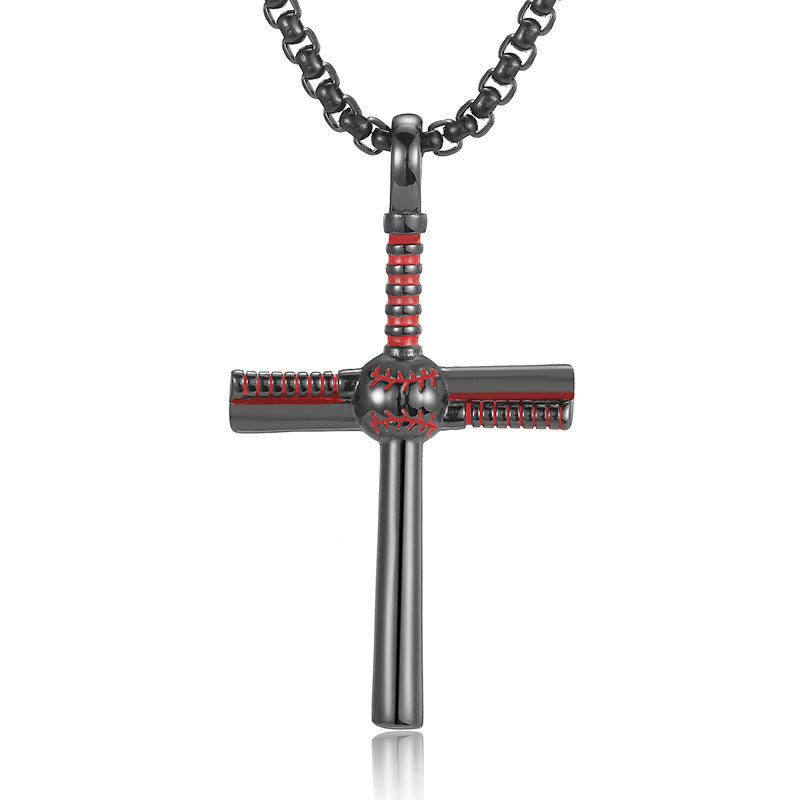 Christianartworkshop Pendentif croix motif baseball : Foi et passion au quotidien - Noir - image 0