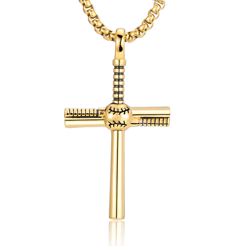 Christianartworkshop Pendentif croix motif baseball : Foi et passion au quotidien - Doré - image 2