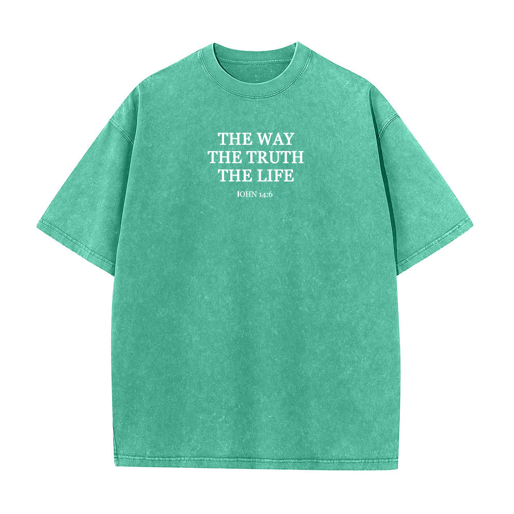 T-shirt délavé Christianartworkshop « Jésus est le chemin, la vérité, la vie » - Jean 14:6 - Vert - 4XL - image 6