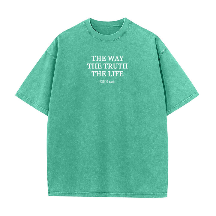 T-shirt délavé Christianartworkshop « Jésus est le chemin, la vérité, la vie » - Jean 14:6 - Vert - 4XL - image 6