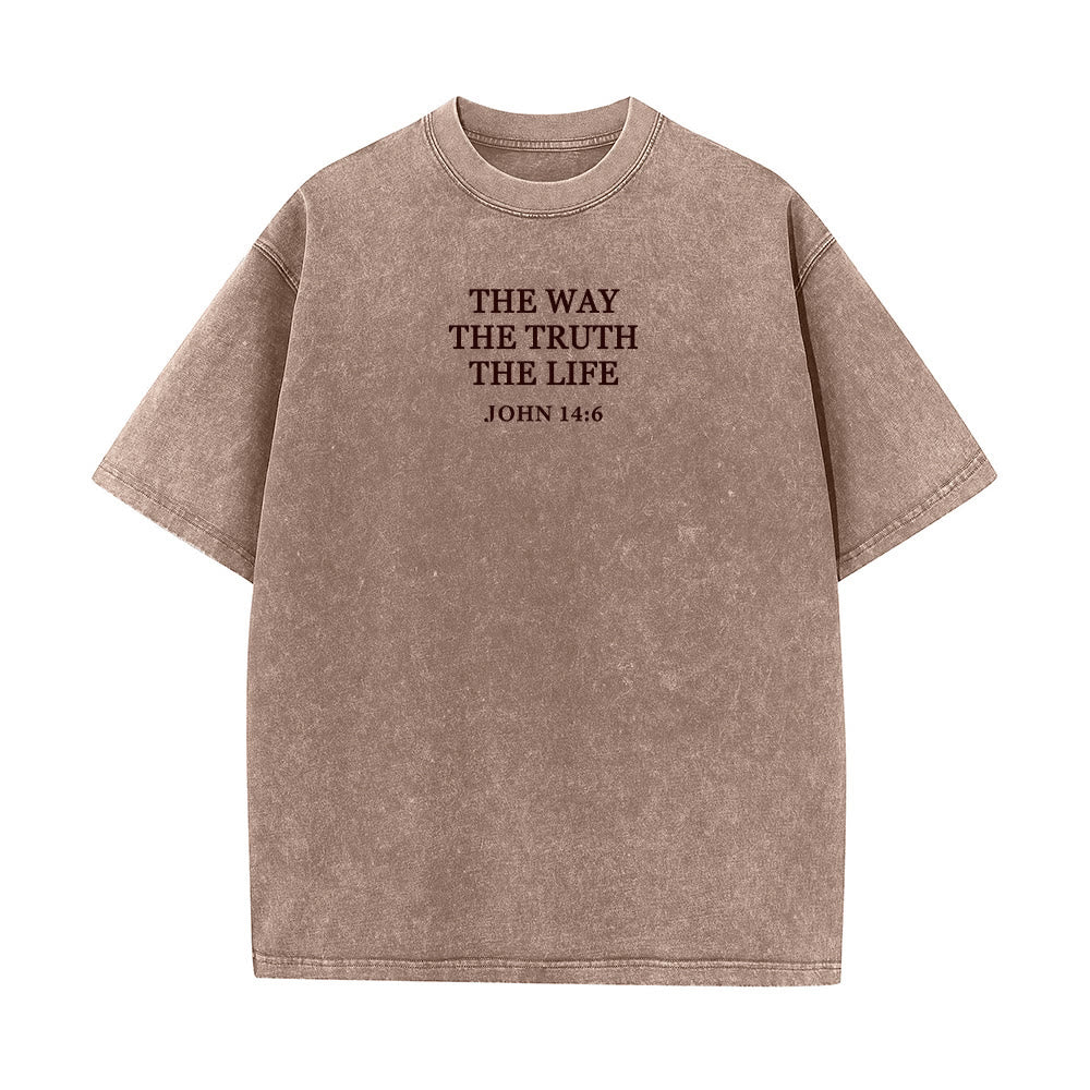 T-shirt délavé Christianartworkshop « Jésus est le chemin, la vérité, la vie » - Jean 14:6 - Brun - 4XL - image 8