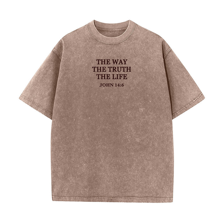 T-shirt délavé Christianartworkshop « Jésus est le chemin, la vérité, la vie » - Jean 14:6 - Brun - 4XL - image 8