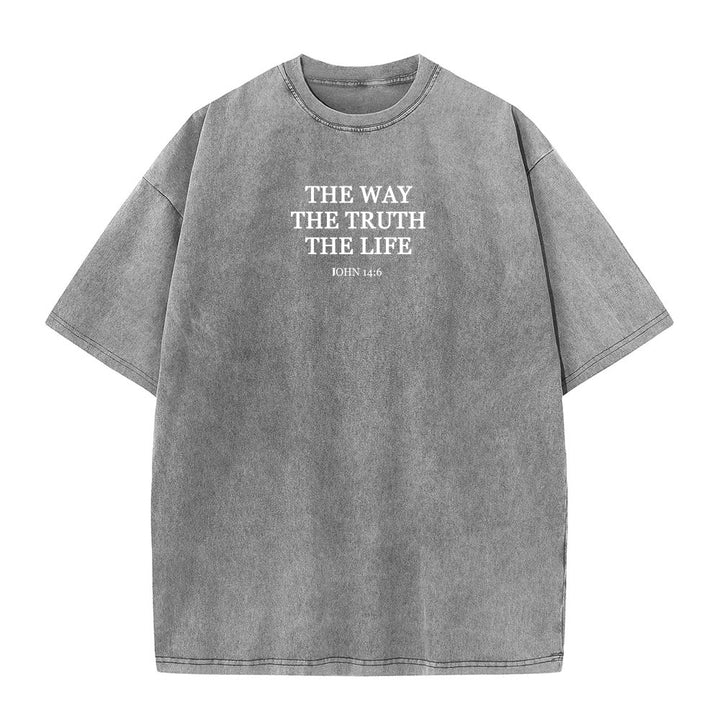 T-shirt délavé Christianartworkshop « Jésus est le chemin, la vérité, la vie » - Jean 14:6 - Gris - 4XL - image 5