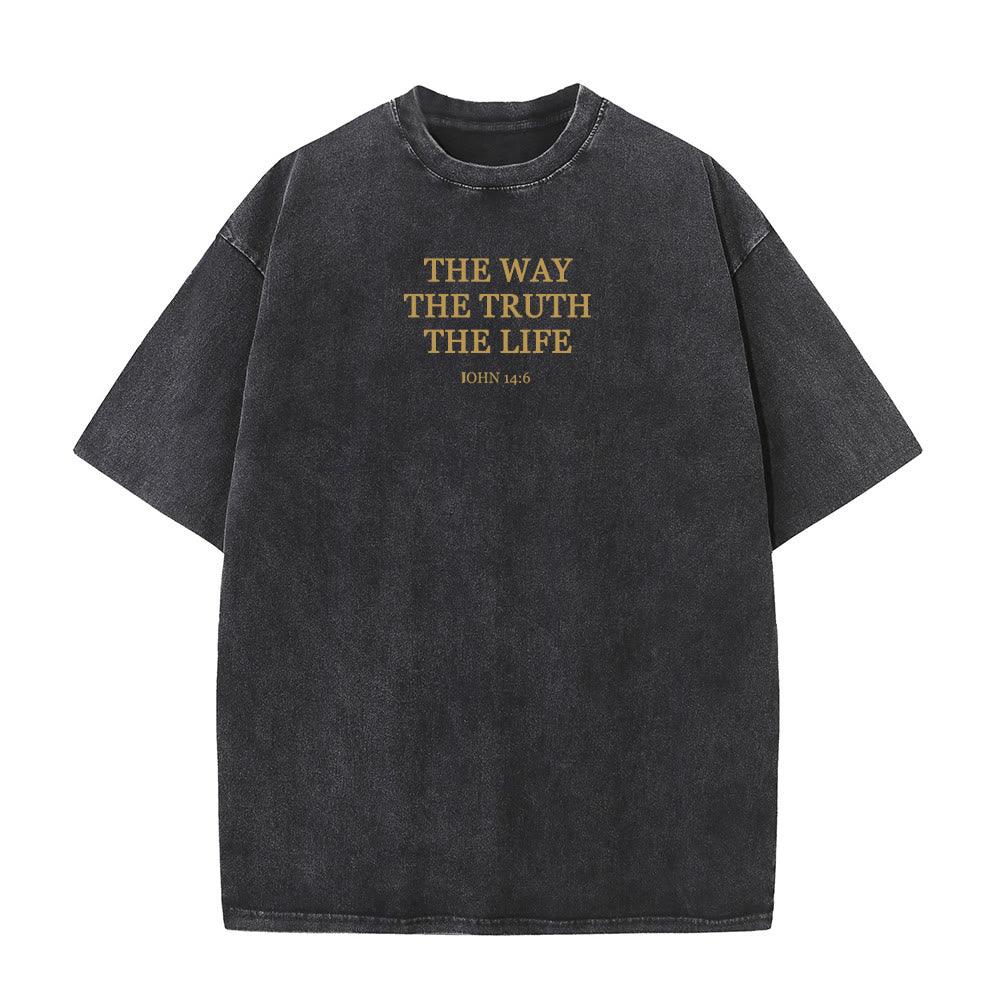 T-shirt délavé Christianartworkshop « Jésus est le chemin, la vérité, la vie » - Jean 14:6 - image 1